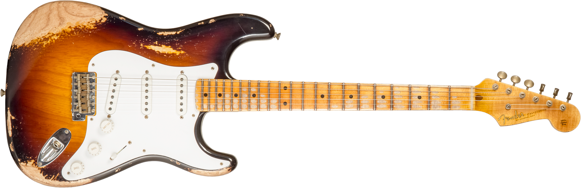 Fender Custom Shop Strat 1954 70th Anniv. 3s Trem Mn #xn4308 - Heavy Relic Wide Fade 2-color Sunburst - Guitarra eléctrica con forma de str. - Main pi