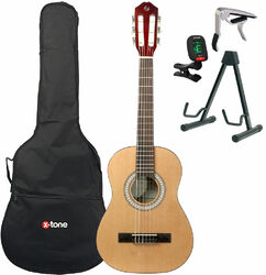 Pack guitarra clásica Silvanez CL-12 NAT + gigbag + tuner + capo + stand - Natural gloss