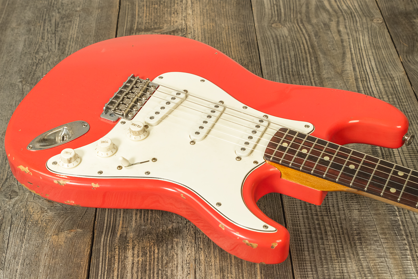 Haar Guitars Trad S 3s Lindy Fralin Trem Rw #42274 - Aged Fiesta Red - Guitarra eléctrica con forma de str. - Variation 2