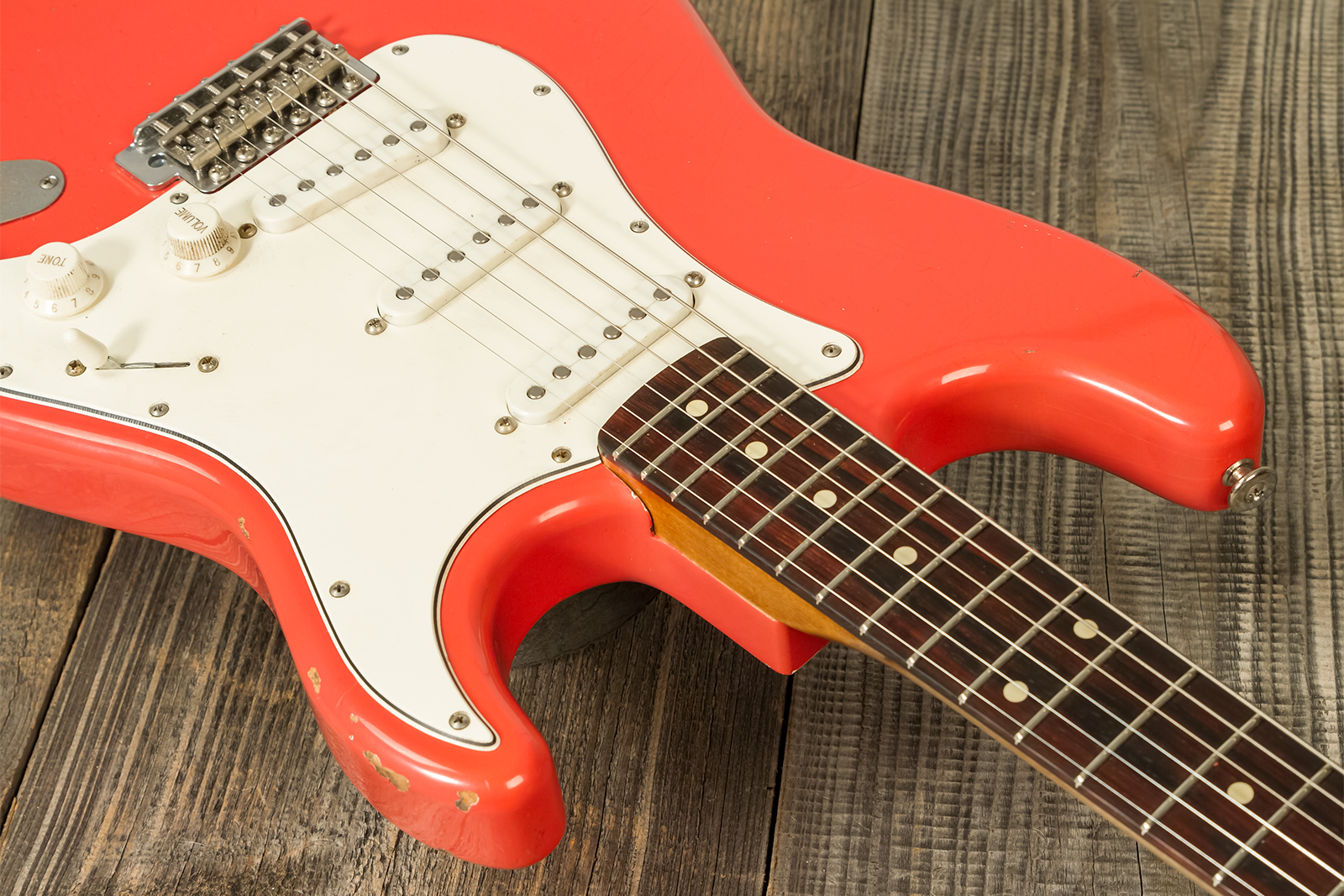 Haar Guitars Trad S 3s Lindy Fralin Trem Rw #42274 - Aged Fiesta Red - Guitarra eléctrica con forma de str. - Variation 4