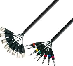 Cable multipolar Adam hall k3l8mv0500 multipaire xlr male vers jack symétrique 3m