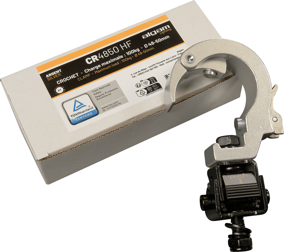 Algam Lighting Clamp Flexible - Ø 48-50mm - Max 100kg - Alu - Adhesivo gaffer - Main picture