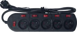 Alimentación Algam lighting 5-way power strip - individual and general switch