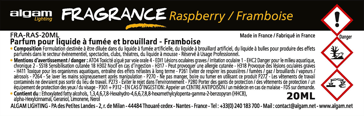 Algam Lighting Fragrance Framboise 20ml Pour Liquide A Fumee Et Brouillard - Fluidos para máquinas - Variation 1