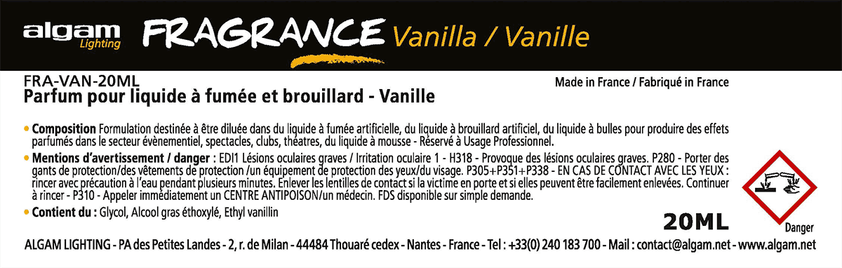 Algam Lighting Fragrance Vanille 20ml Pour FumÉe Et Brouillard - Fluidos para máquinas - Variation 1