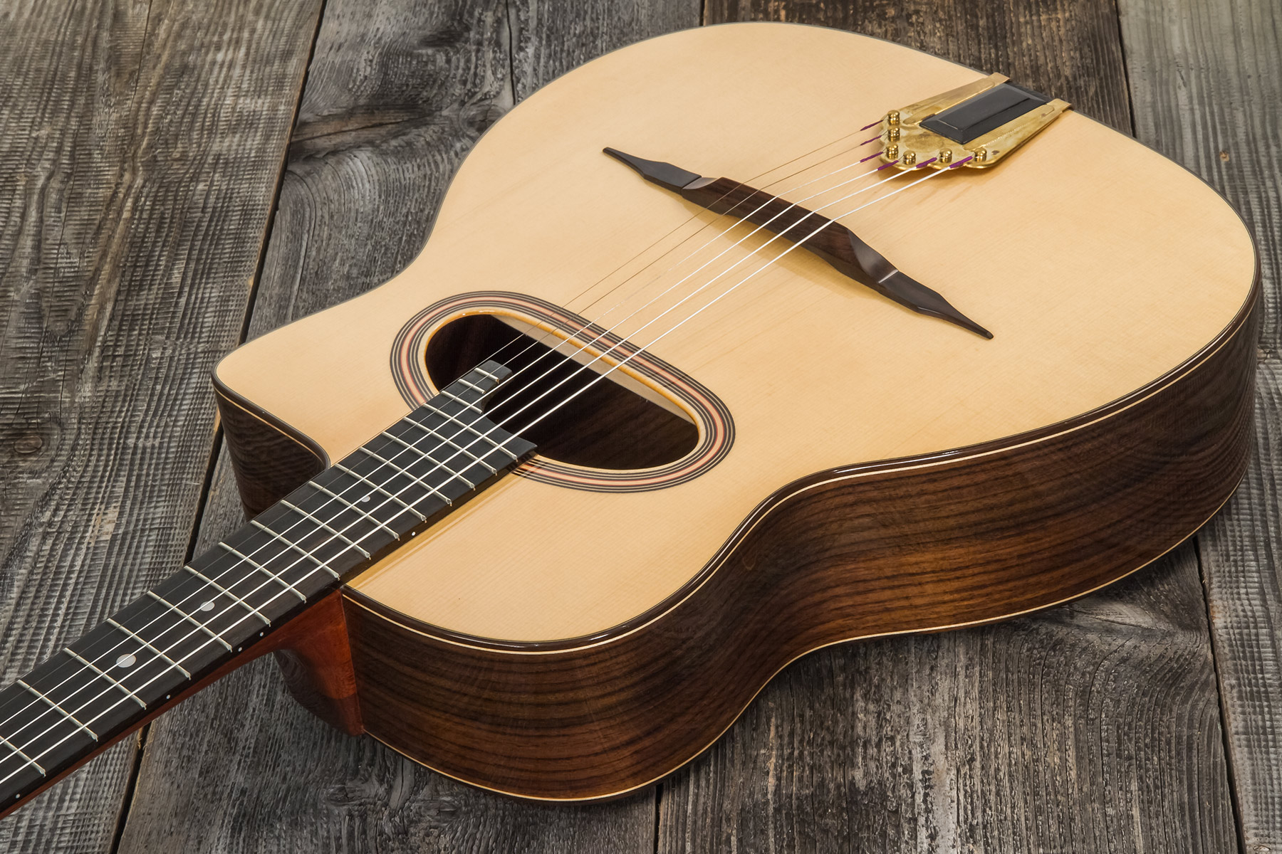 Altamira M01d Gypsy Jazz Grande Bouche Cw Epicea Palissandre Eb +etui - Natural - Guitarra Gypsy - Variation 2