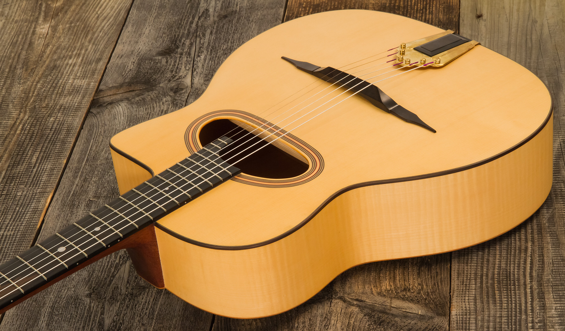 Altamira Md Gypsy Jazz Grande Bouche Cw Epicea Erable Eb +etui - Natural Satin - Guitarra Gypsy - Variation 1