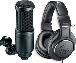 Pack de micrófonos con soporte Audio technica AT2020 + ATH-M20X