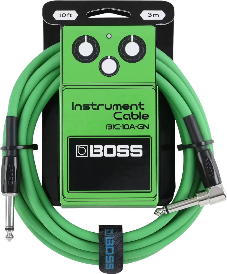 Boss Bic-10a-gn Cable Instrument Coude/droit 10ft Green - Cable - Main picture
