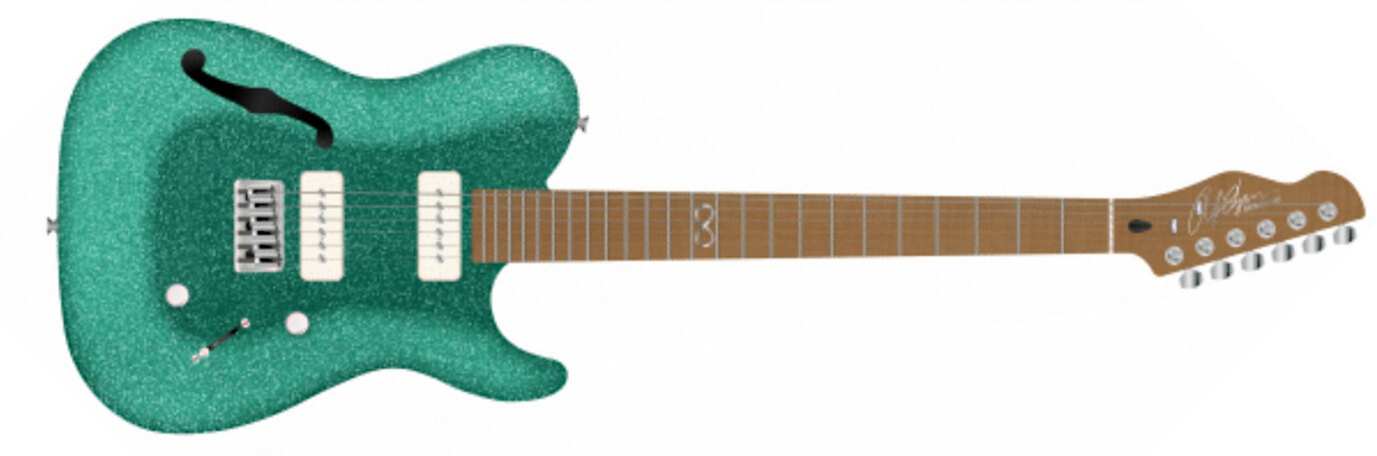 Chapman Guitars Ml3 Pro Traditional Semi-hollow 2p90 Seymour Duncan Ht Mn - Aventurine Green Sparkle - Guitarra eléctrica semi caja - Main picture