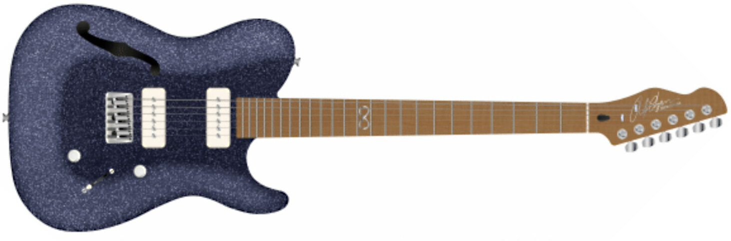 Chapman Guitars Ml3 Pro Traditional Semi-hollow 2p90 Seymour Duncan Ht Mn - Atlantic Blue Sparkle - Guitarra eléctrica con forma de tel - Main picture