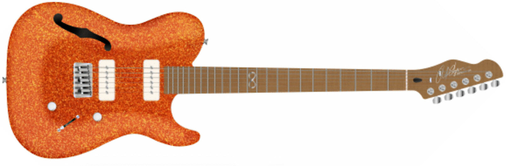 Chapman Guitars Ml3 Pro Traditional Semi-hollow 2p90 Seymour Duncan Ht Mn - Burnt Orange Sparkle - Guitarra eléctrica con forma de tel - Main picture