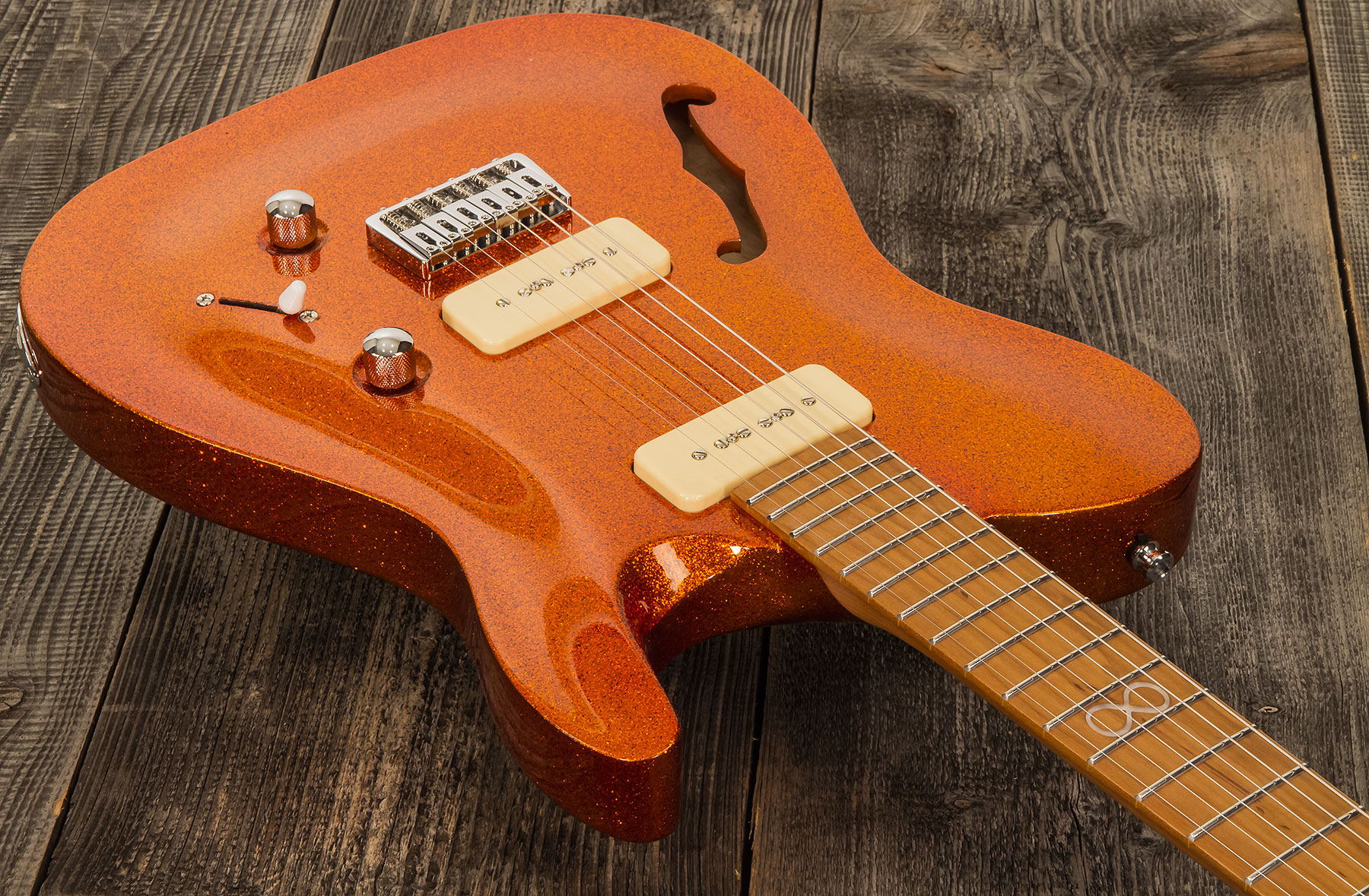 Chapman Guitars Ml3 Pro Traditional Semi-hollow 2p90 Seymour Duncan Ht Mn - Burnt Orange Sparkle - Guitarra eléctrica con forma de tel - Variation 1