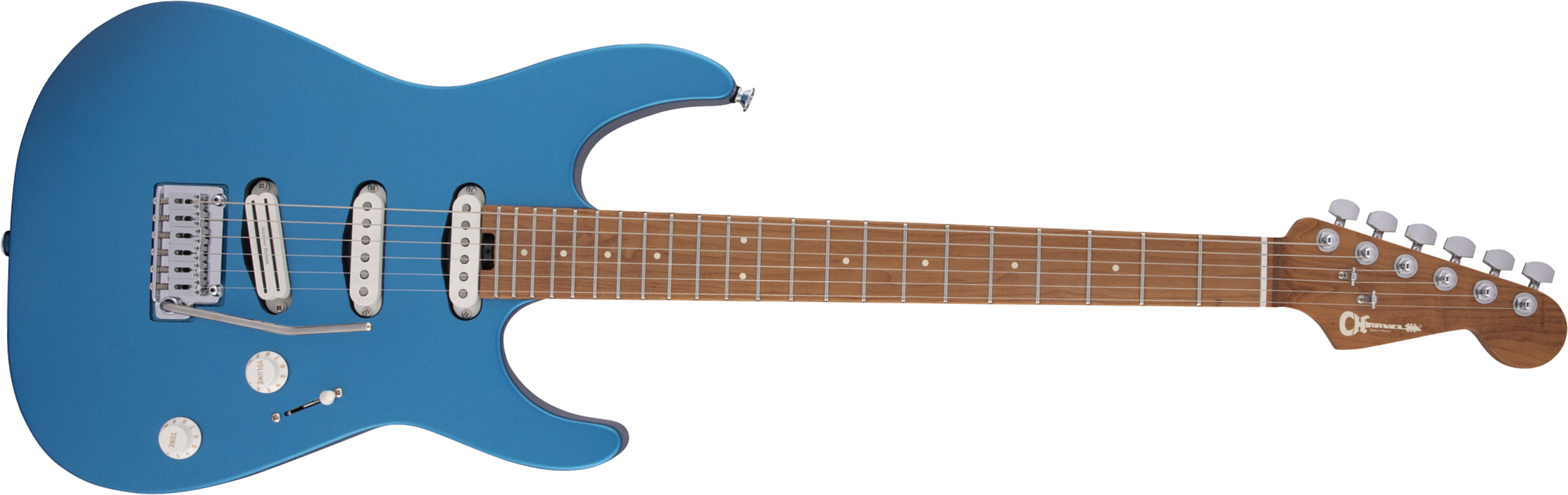 Charvel Dinky Dk22 Sss 2pt Cm Pro-mod 3s Seymour Duncan Mn - Electric Blue - Guitarra electrica metalica - Main picture