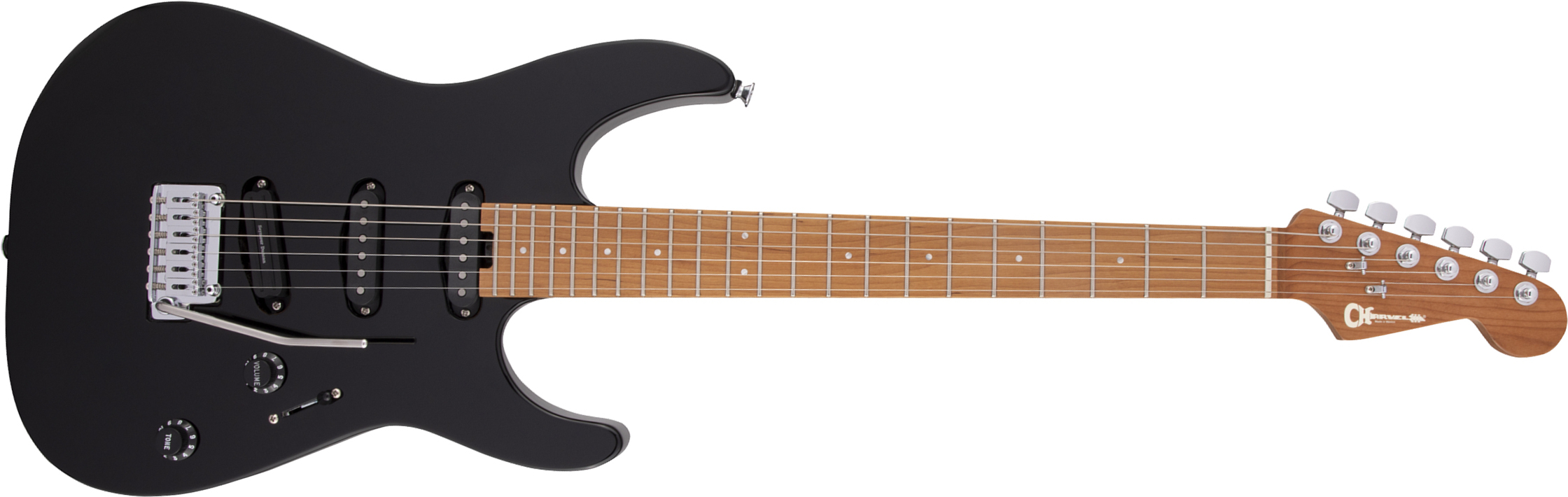 Charvel Dinky Dk22 Sss 2pt Cm Pro-mod 3s Seymour Duncan Trem Mn - Gloss Black - Guitarra eléctrica con forma de str. - Main picture