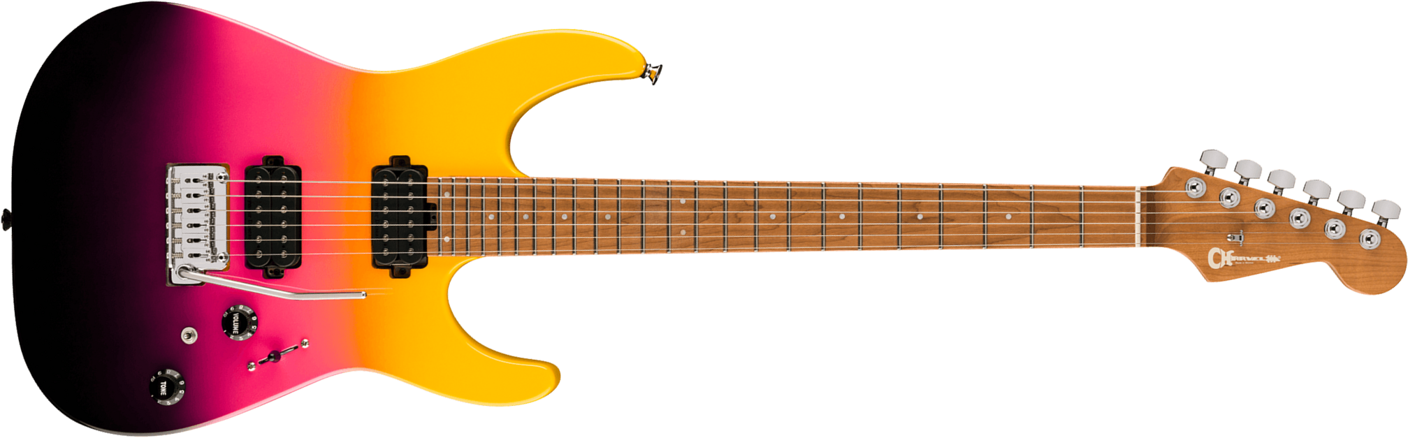 Charvel Dinky Dk24 Hh 2pt Cm Pro-mod 2h Seymour Duncan Trem Mn - Malibu Sunset - Guitarra eléctrica con forma de str. - Main picture