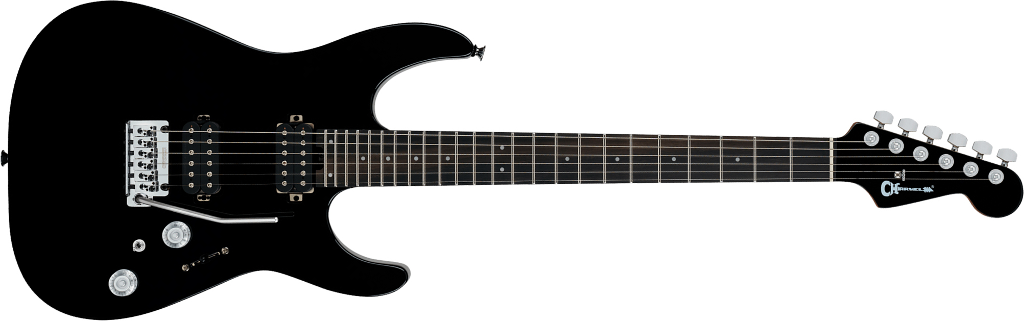 Charvel Dinky Dk24 Hh 2pt Eb Pro-mod Plus 2h Seymour Duncan Trem Eb - Raven Black - Guitarra eléctrica con forma de str. - Main picture