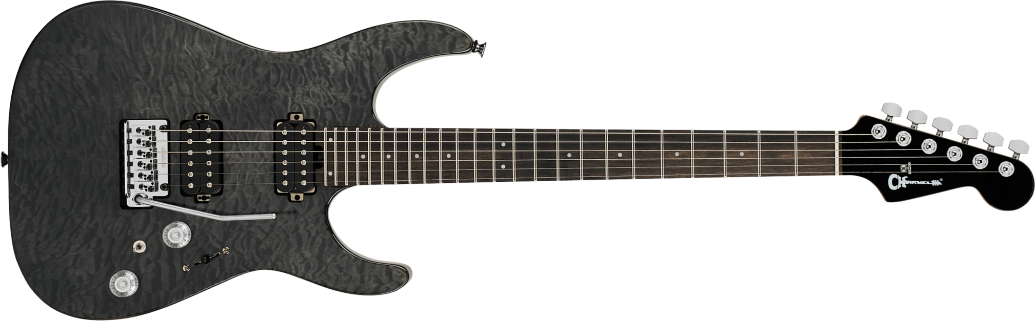 Charvel Dinky Dk24 Hh 2pt Eb Qm Pro-mod Plus 2h Seymour Duncan Trem Eb - Midnight Ocean - Guitarra eléctrica con forma de str. - Main picture