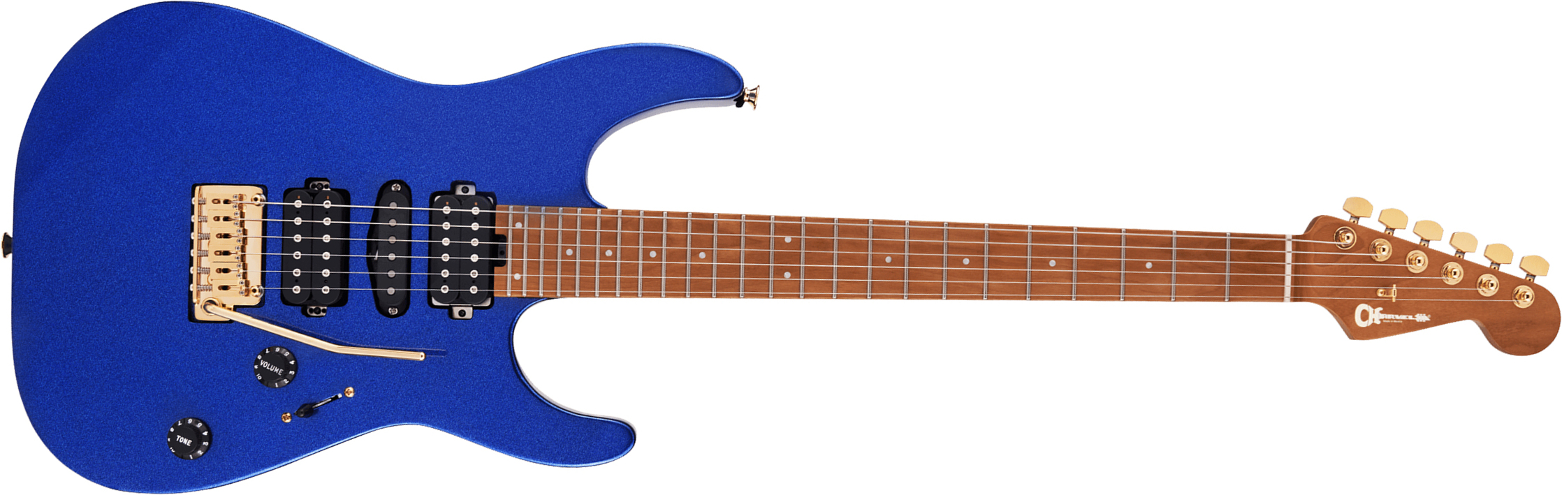 Charvel Dinky Dk24 Hsh 2pt Cm Pro-mod Seymour Duncan Trem Mn - Mystic Blue - Guitarra eléctrica con forma de str. - Main picture
