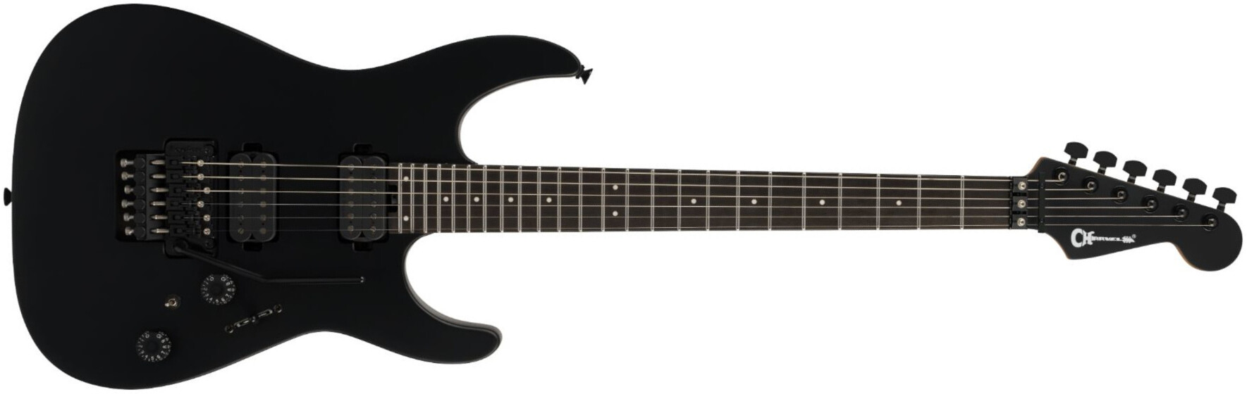 Charvel Dk24 Pro Mod Dinky Plus Hh Fr Eb - Satin Black - Guitarra eléctrica con forma de str. - Main picture