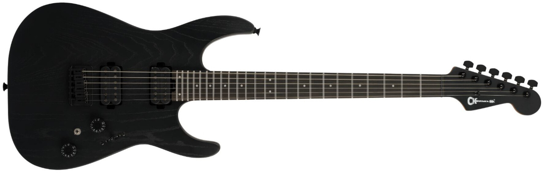 Charvel Dk24 Pro Mod Dinky Qm Plus Ht Hh Eb - Black Ash - Guitarra eléctrica con forma de str. - Main picture