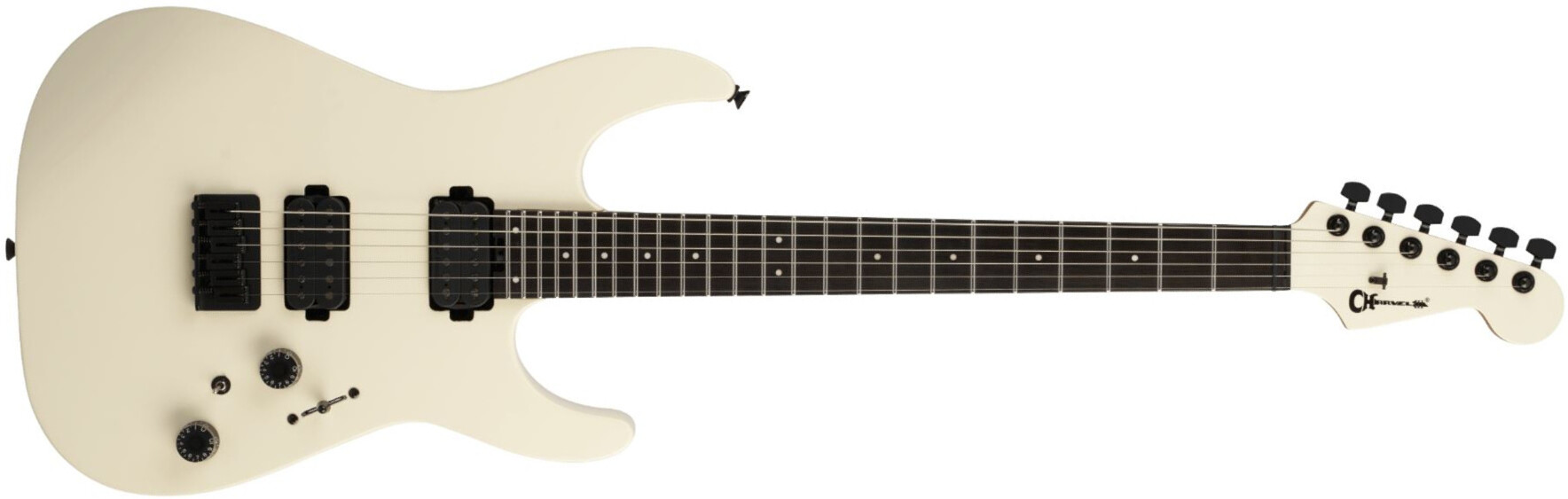 Charvel Dk24 Pro Mod Dinky Qm Plus Ht Hh Eb - Creme White - Guitarra eléctrica con forma de str. - Main picture