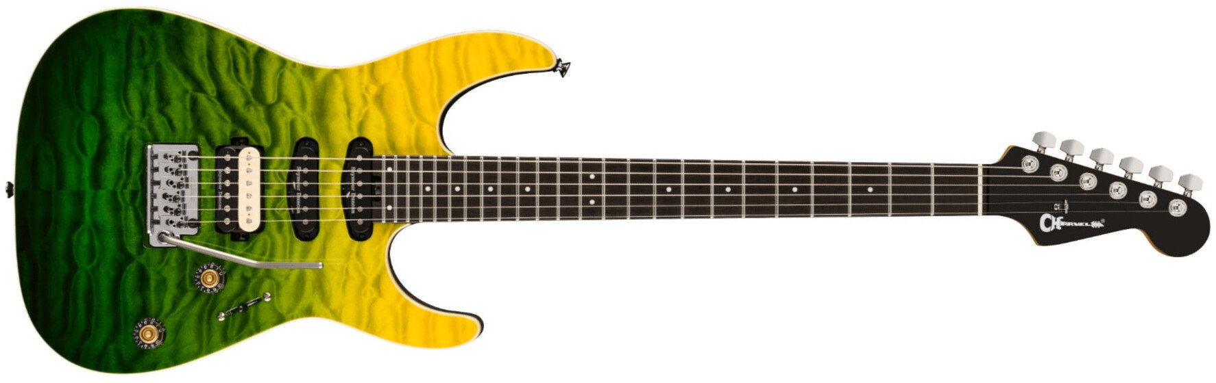 Charvel Dk24 Pro Mod Dinky Qm Plus Trem Hss Eb - Zombie Fade - Guitarra eléctrica con forma de str. - Main picture