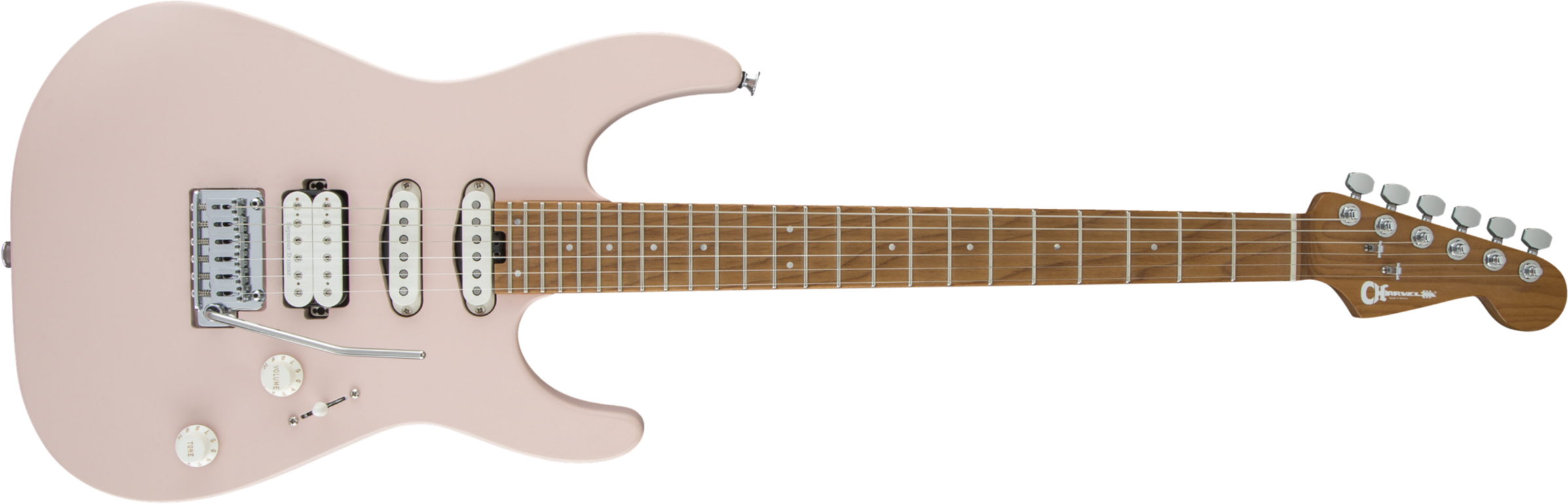 Charvel Pro-mod Dk24 Hss 2pt Cm Trem Mn - Satin Shell Pink - Guitarra eléctrica con forma de str. - Main picture
