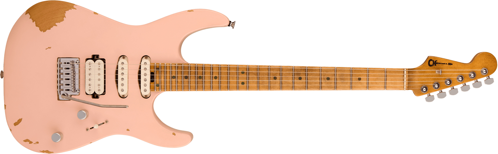 Charvel Rick Graham Dinky Dk24 2pt Cm Pro-mod Signature 2pt Hss Trem Mn - Worn Shell Pink - Guitarra eléctrica con forma de str. - Main picture