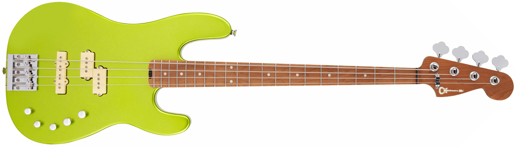 Charvel San Dimas Bass Pj Iv Pro-mod Mex 4c Active Mn - Lime Green Metallic - Bajo eléctrico de cuerpo sólido - Main picture