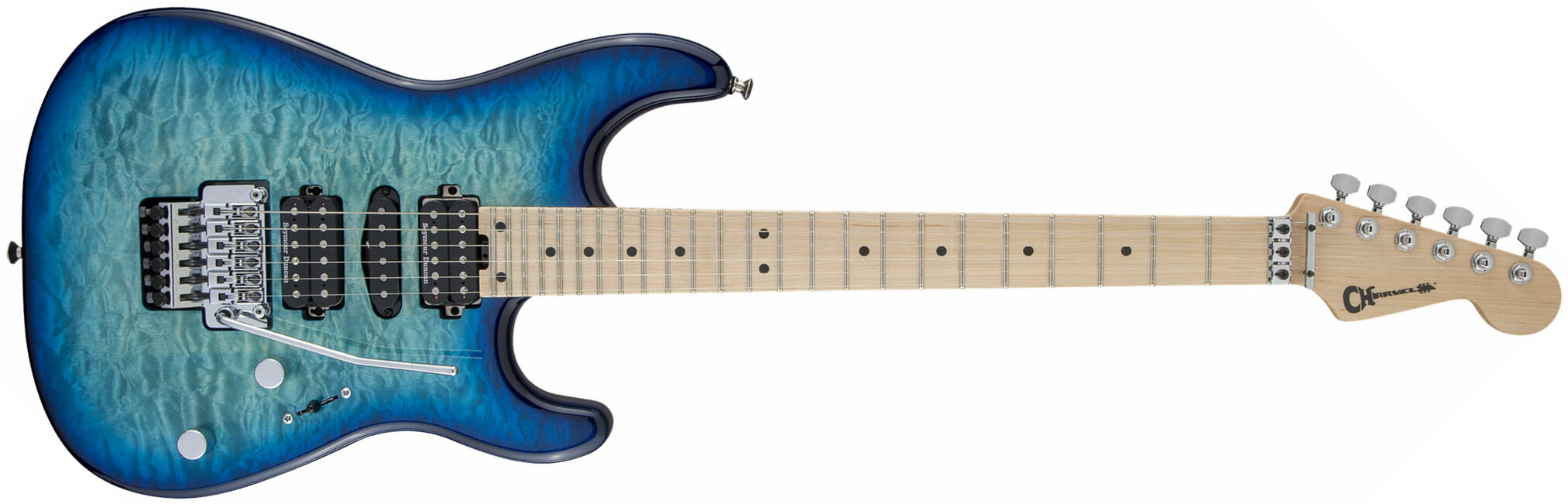 Charvel San Dimas Style 1 Hsh Qm Mj Jap Hsh Seymour Duncan Fr Mn - Caribbean Burst - Guitarra eléctrica con forma de str. - Main picture