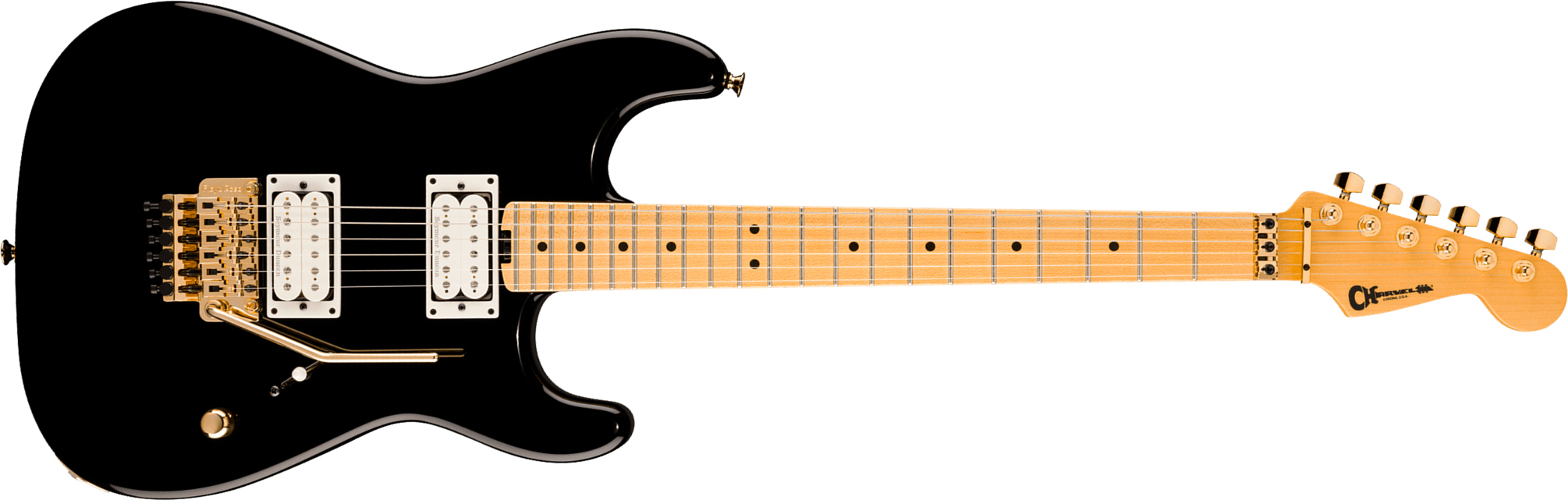 Charvel San Dimas Style 1 Sd1 Hh Fr American Neo Classic 2h Seymour Duncan Fr Mn - Gloss Black - Guitarra eléctrica con forma de str. - Main picture