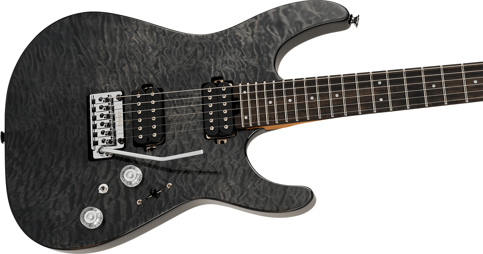 Charvel Dinky Dk24 Hh 2pt Eb Qm Pro-mod Plus 2h Seymour Duncan Trem Eb - Midnight Ocean - Guitarra eléctrica con forma de str. - Variation 2