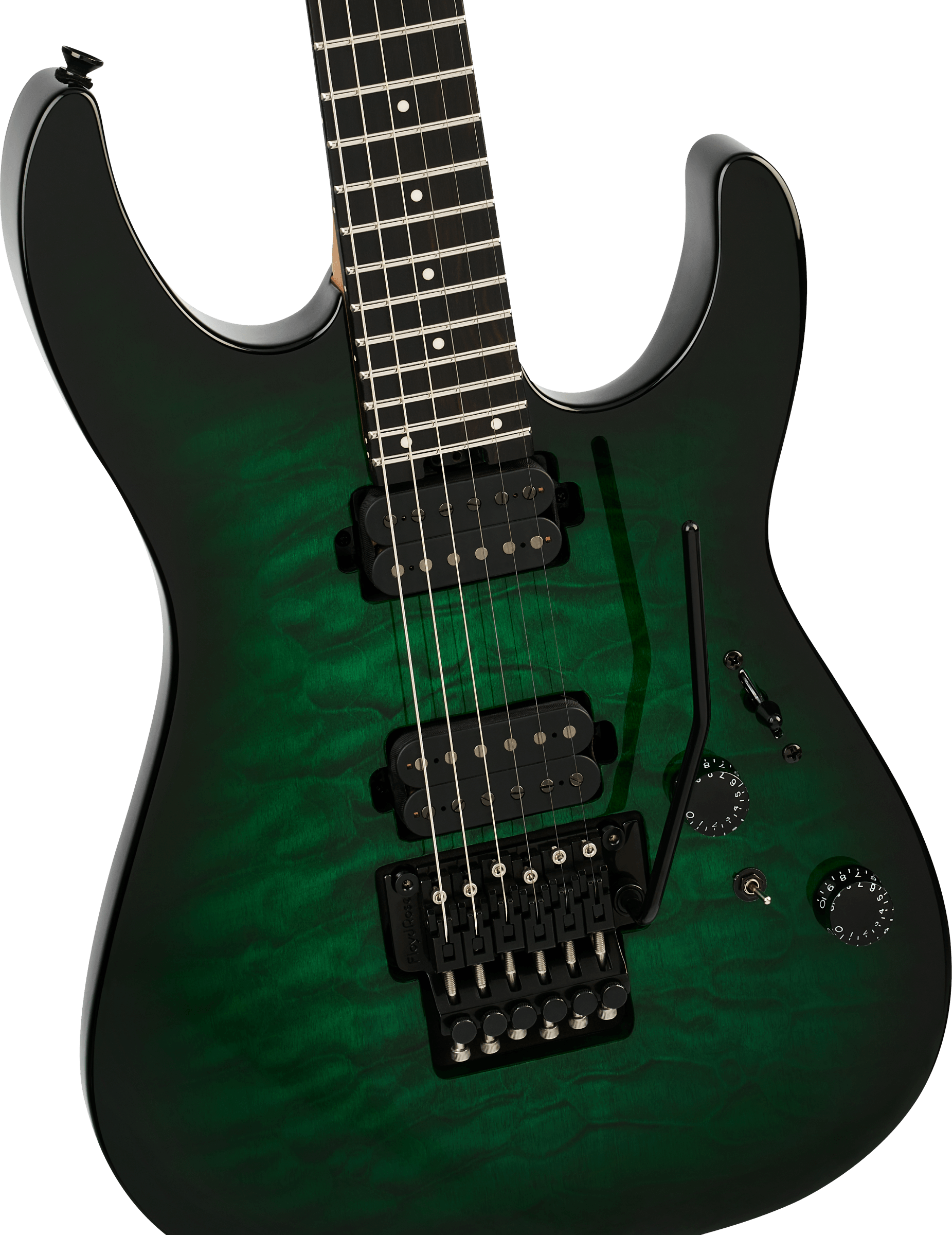 Charvel Dk24 Pro Mod Dinky Qm Plus Hh Fr Eb - Cloaked Emerald Green - Guitarra eléctrica con forma de str. - Variation 2