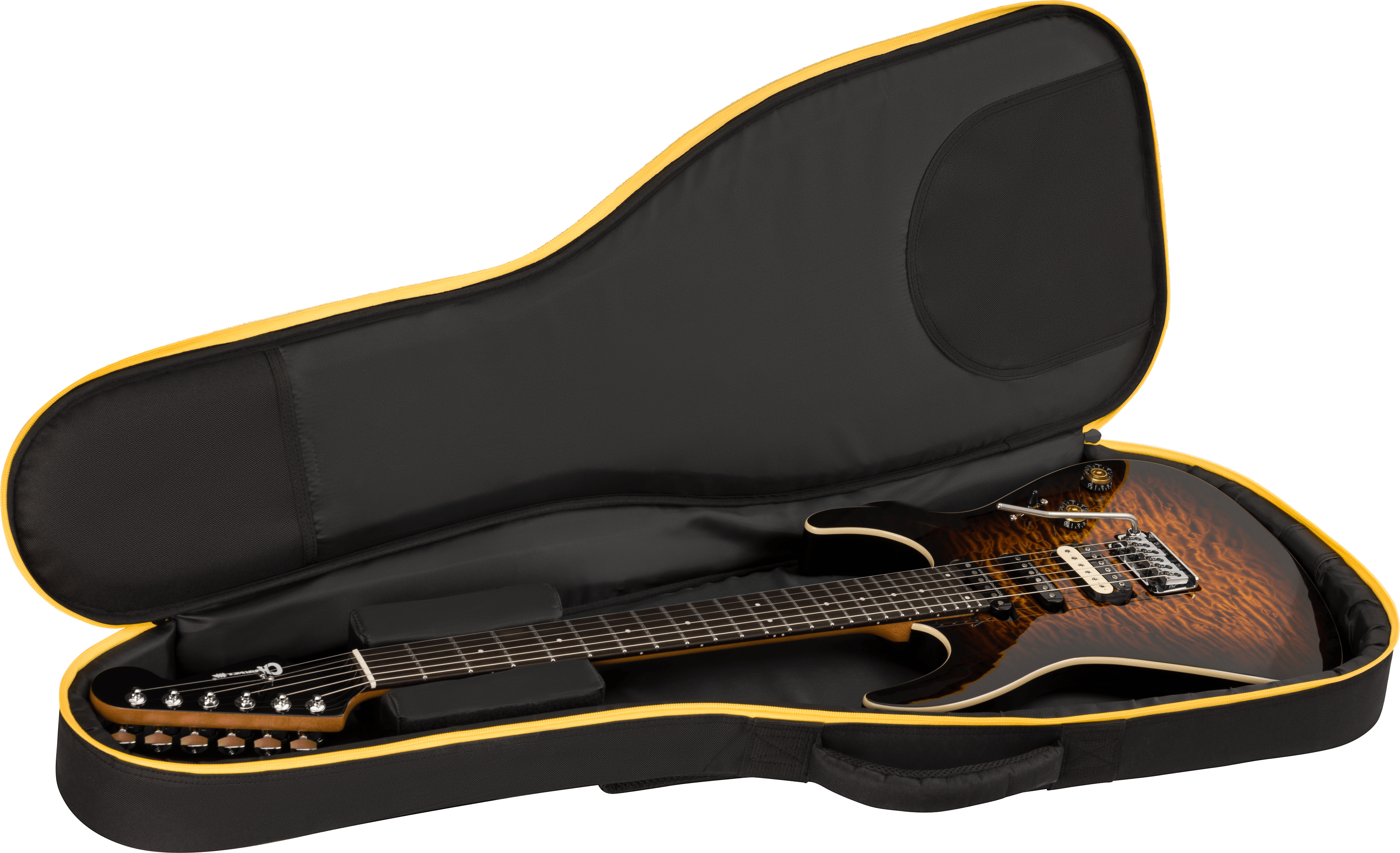 Charvel Dk24 Pro Mod Dinky Qm Plus Trem Hss Eb - Amber Tiger Eye - Guitarra eléctrica con forma de str. - Variation 4