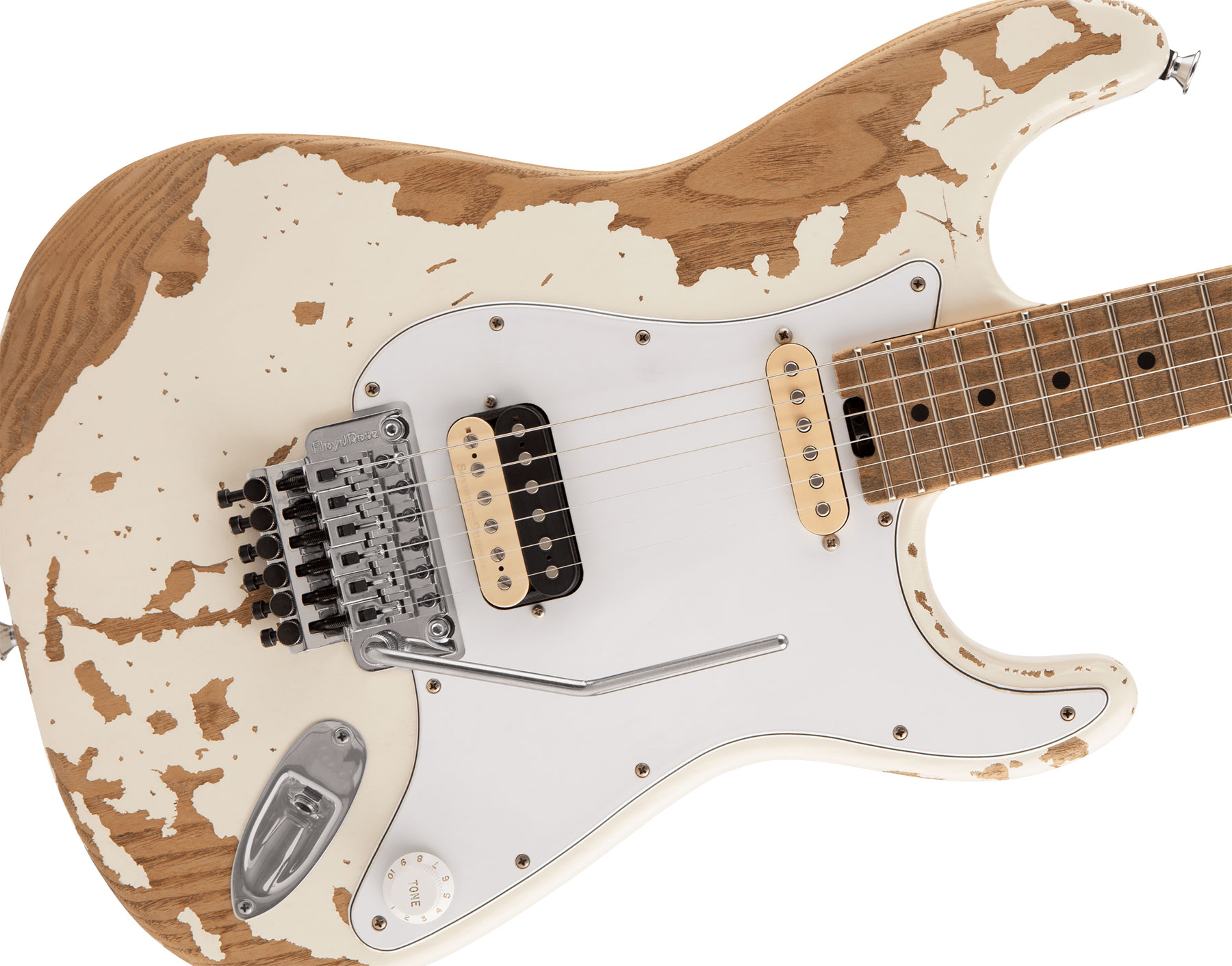 Charvel Henrik Danhage So-cal Style 1 Hs Fr M Pro-mod Ltd Signature Hs Seymour Duncan Dimarzio Mn - White Relic - Guitarra eléctrica con forma de str.