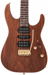 Guitarra eléctrica con forma de str. Charvel MJ DK24 HSH 2PT E Mahogany with Figured Walnut (Japan) - Natural satin