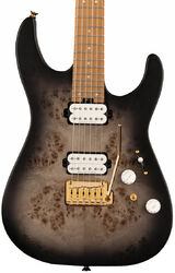 Guitarra eléctrica con forma de str. Charvel Pro-Mod DK24 HH 2PT CM Poplar Burl - Transparent black burst