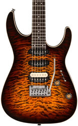 Guitarra eléctrica con forma de str. Charvel DK24 Pro Mod Dinky QM Plus HSS - Amber Tiger Eye