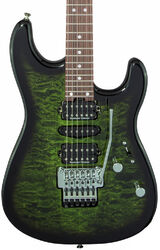 Guitarra eléctrica con forma de str. Charvel MJ San Dimas Style 1 HSH FR PF QM (Japan) - Transparent green burst