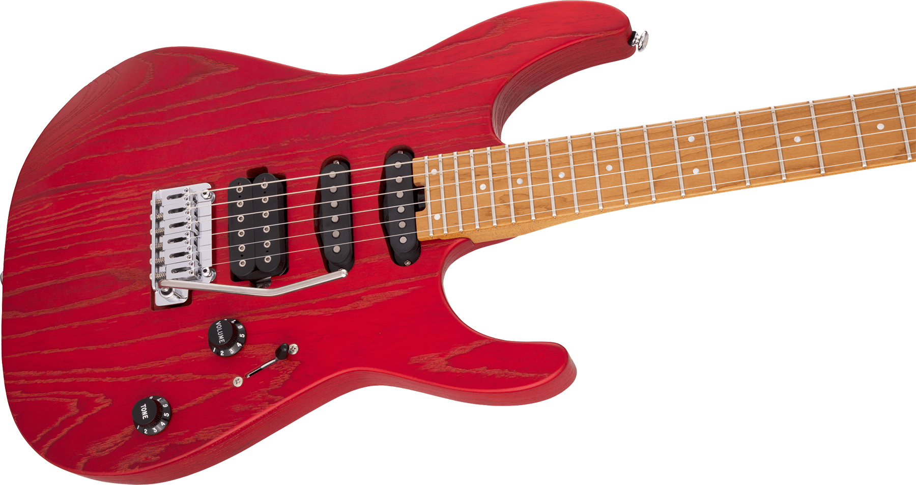 Charvel Dinky Dk24 Hss 2pt Cm Ash Pro-mod Seymour Duncan Trem Mn - Red Ash - Guitarra eléctrica con forma de str. - Variation 2