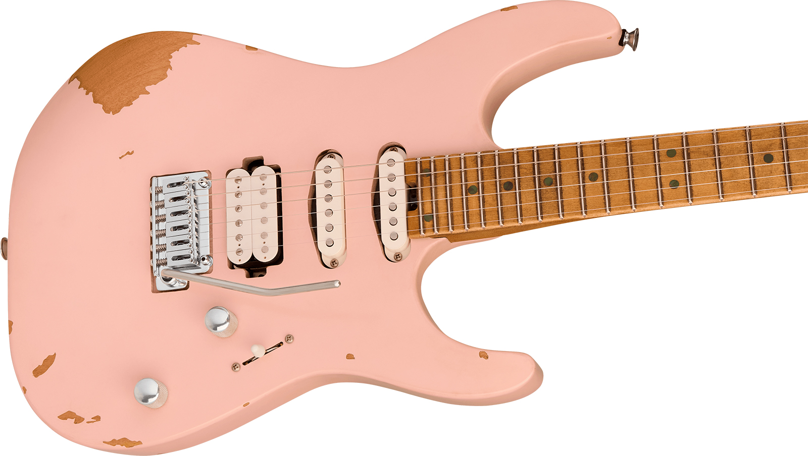 Charvel Rick Graham Dinky Dk24 2pt Cm Pro-mod Signature 2pt Hss Trem Mn - Worn Shell Pink - Guitarra eléctrica con forma de str. - Variation 2
