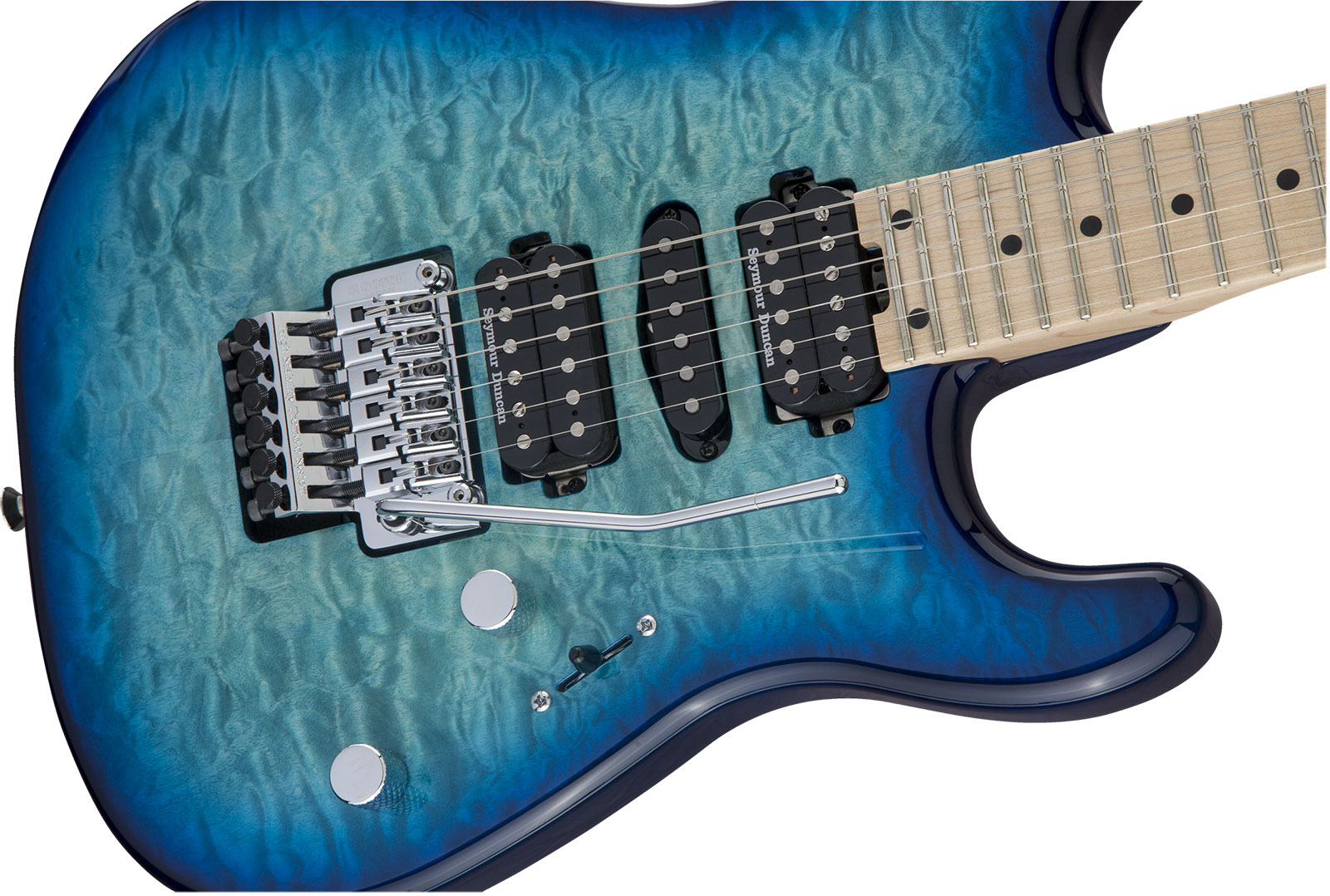 Charvel San Dimas Style 1 Hsh Qm Mj Jap Hsh Seymour Duncan Fr Mn - Caribbean Burst - Guitarra eléctrica con forma de str. - Variation 2