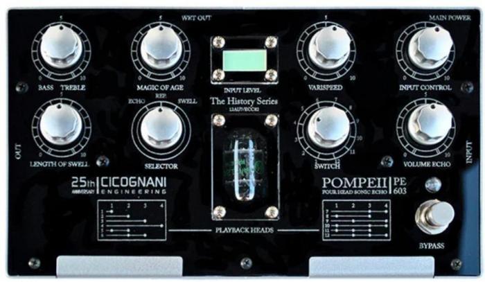Pedal de reverb / delay / eco Cicognani engineering History Pompeii PE603 Four Head Sonic Echo