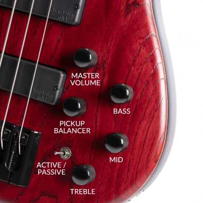 Cort B4 Element Artisan Active Bartolini Mn - Burgundy - Bajo eléctrico de cuerpo sólido - Variation 3