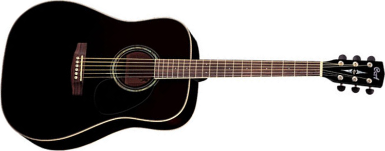 Cort Earth 100 Dreadnought Epicea Acajou Ova - Black Glossy - Guitarra acústica & electro - Main picture