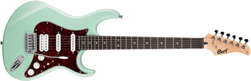 Cort G110 Cgn Tortoise Pickguard Hss Trem - Caribbean Green - Guitarra eléctrica con forma de str. - Main picture