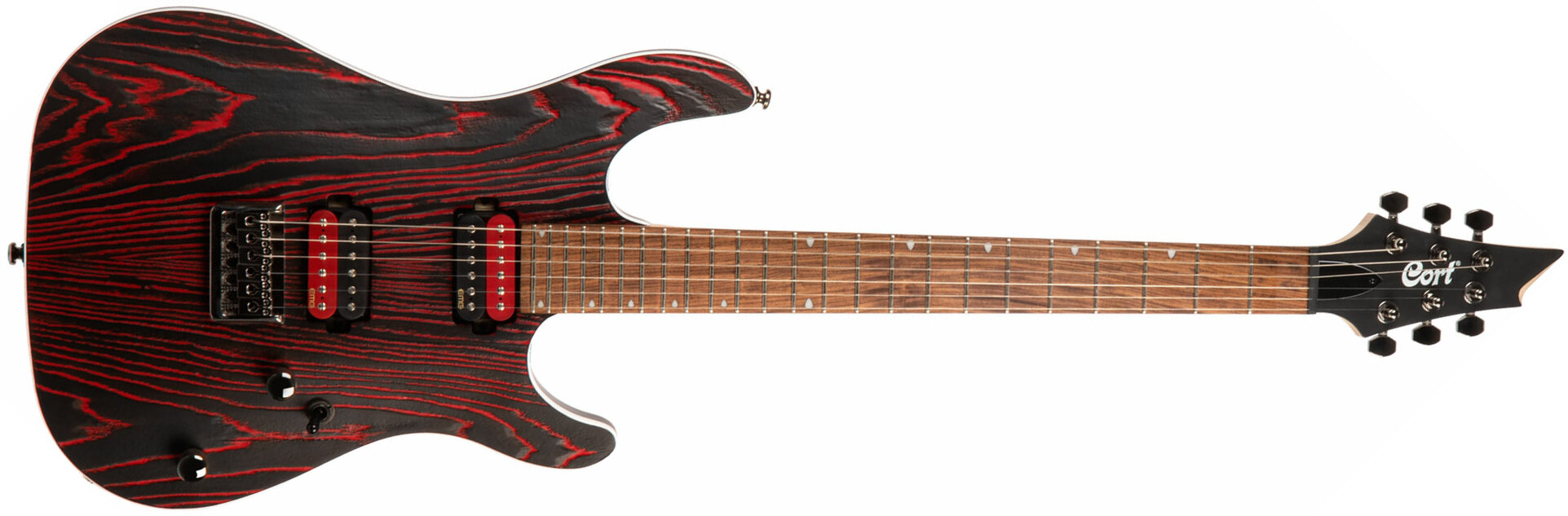 Cort Kx300 Ebr Hh Emg Ht Jat - Etched Black Red - Guitarra eléctrica con forma de str. - Main picture