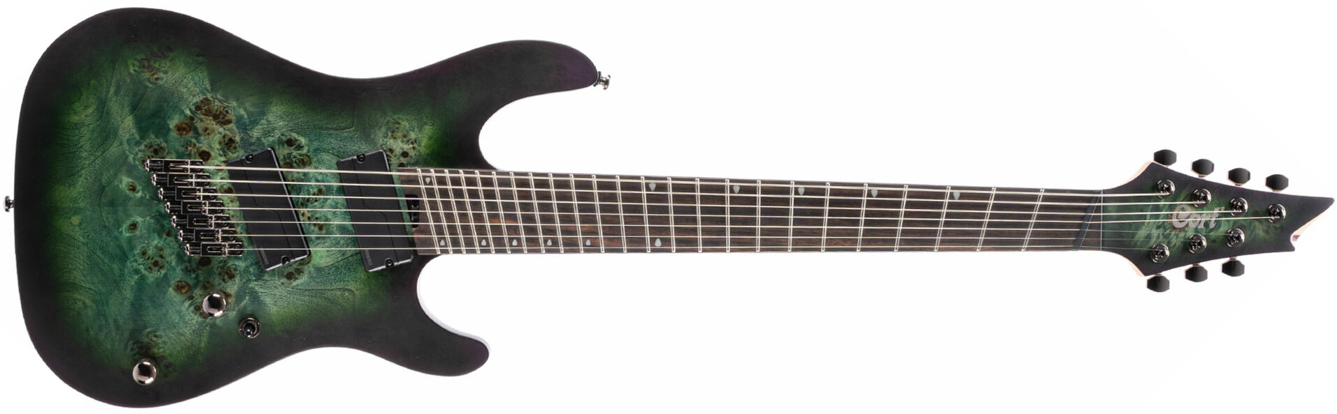 Cort Kx507 Multi Scale 7c Hh Fishman Fluence Ht Eb - Star Dust Green - Guitarra eléctrica de 7 cuerdas - Main picture