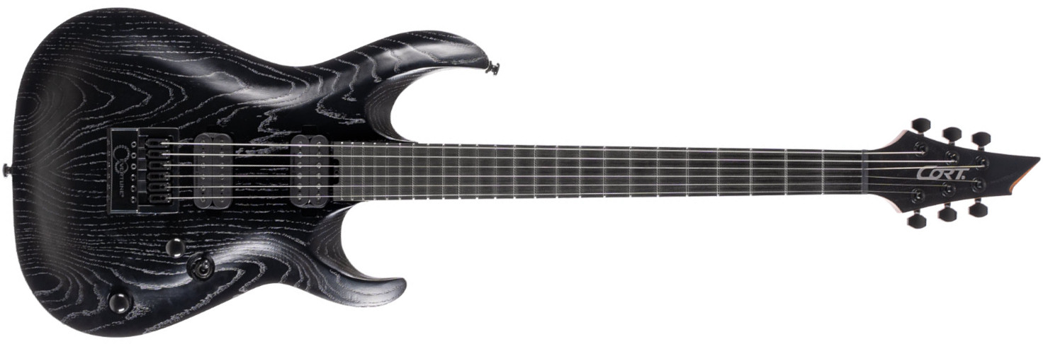 Cort Kx700 Evertune 2h Seymour Duncan Ht Eb - Open Pore Black - Guitarra electrica metalica - Main picture